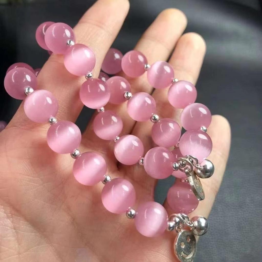 Pink Gypsum Cat's Eye Bracelet: Natural Stone with Benefits