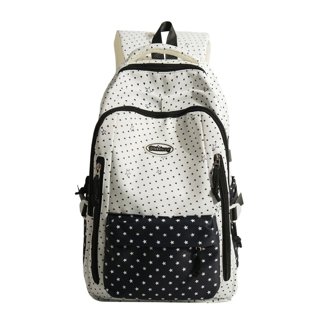 Schoolbag Star Polka Dot Backpack Female College Student School Bag Large Capacity Lightweight Korean Fresh Campus Commuter Versatile Backpack
