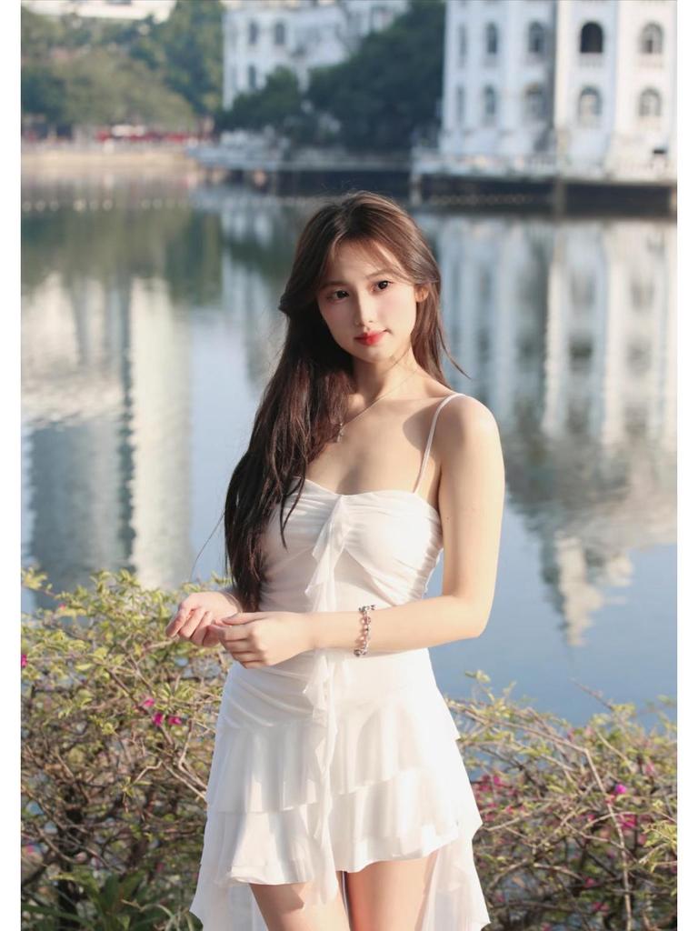 French-inspired Ruffle Spliced Camisole Dress - Women's Summer Slimming Irregular Long Dress