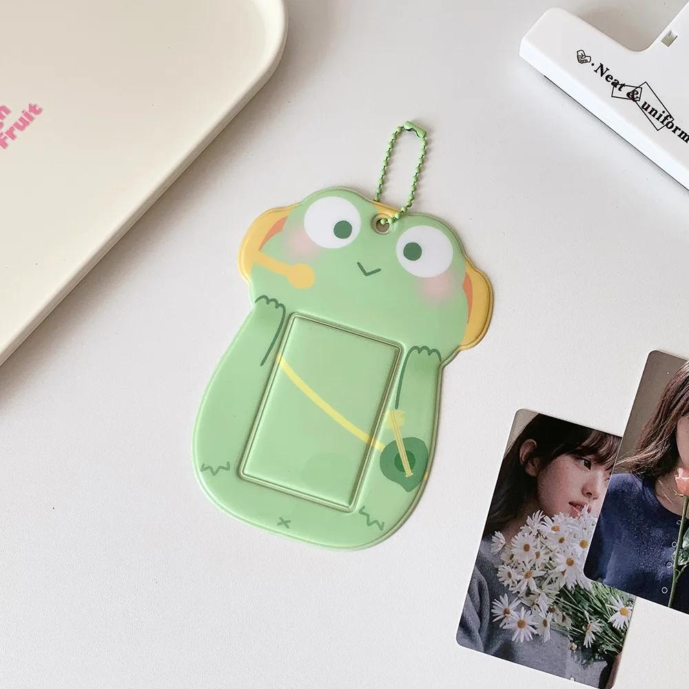 Cartoon Animal Photocard Frame for Girls Kawaii Penguin Fox Photocard Holder Kpop Idol Card Sleeves with Chain Mini Photo Album