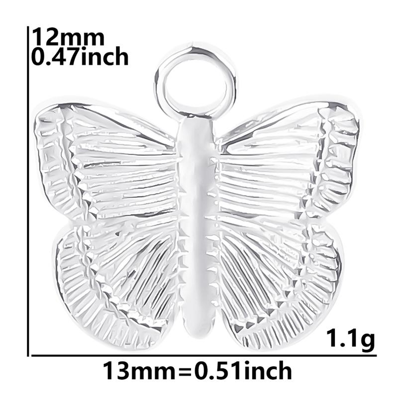 6pcs/Lot Insect Pendant Silver Color Stainless Steel Butterfly Charms For Jewelry Making Supplies DIY Necklace Earrings Pendants