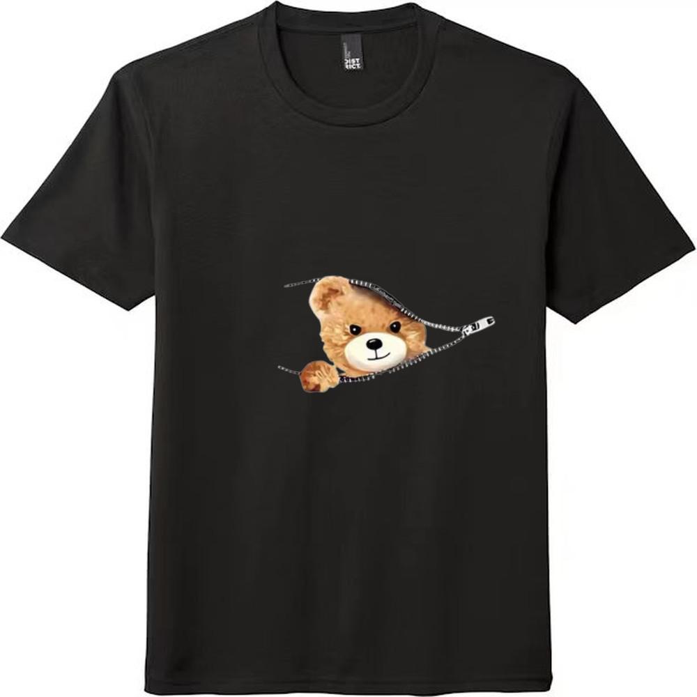 

Peeking Teddy Bear Zipper Graphic Unisex Tee 3XL