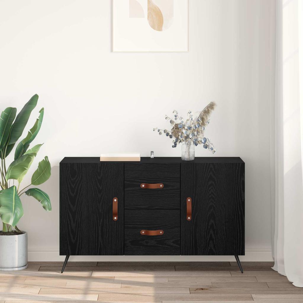 Sideboard in Black Oak Look 100 x 36 x 60 cm Engineered Wood
