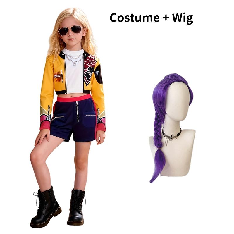 Kinder Mädchen Kpop Rumi Zoey Mira Cosplay Kostüm Anime Jäger Cosplay Kleidung Perücke Outfit Halloween Party Kostüme für Kind