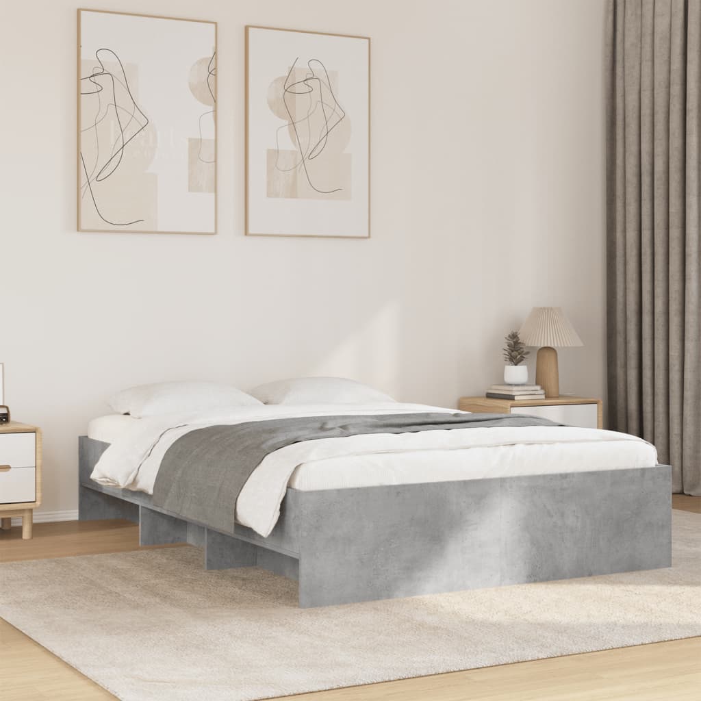 Bed Frame Concrete Grey 135x190 cm Particleboard