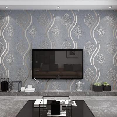 Deer Skin Velvet Non-woven Wallpaper Non Self-adhesive Background Wall Bedroom 3D Three-dimensional Wavy Line Wallpaper