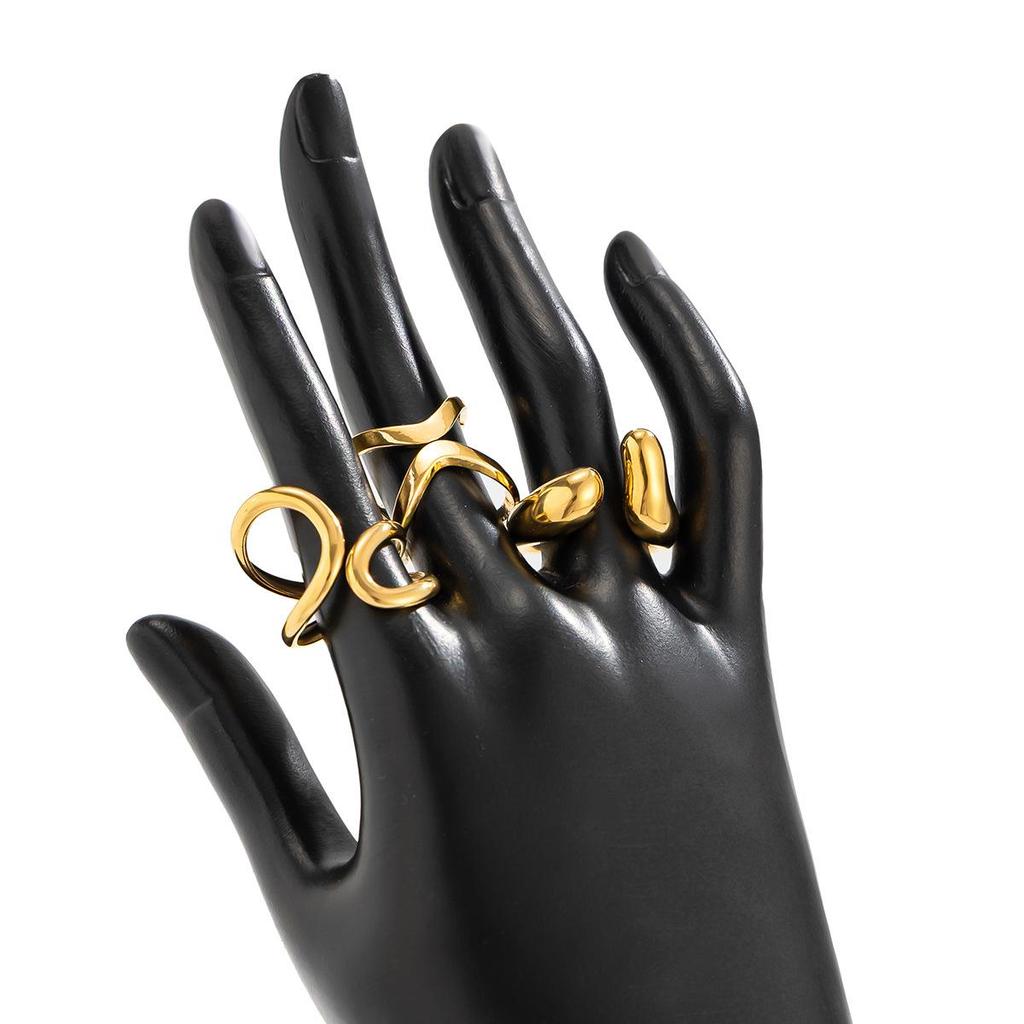 2025 New Vintage Punk Metal Rings Set for Women Aesthetics Jewelry Gift Gold Silver Color Irregular Geometric Knuckle Joint Ring Opening Jewelry