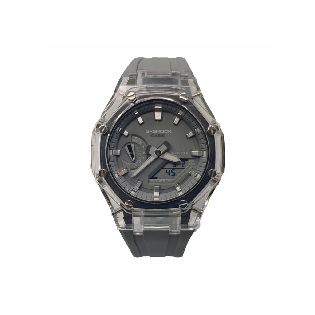 CASIO Men Liquid Crystal,Analog Dual Display Series Black Watch GA-2100-1A1(Watch3--)