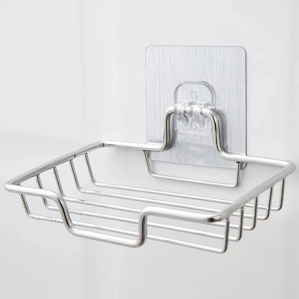 No Punching Wall Mounted Soap Rack Stainless Steel Soap Dish Durable Soap Holder  Home Bathroom