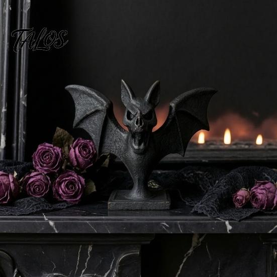 Creative Halloween Gifts 3D Printed Bat Figurine, Gothic Black Sculpture, Spooky Room Accessories Tabletop Ornament for Home Shelf Desk Decoration