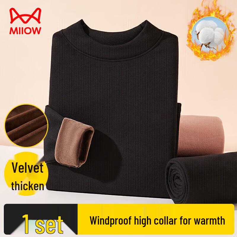 

MiiOW Women s Double-Layer Fleece-Lined Thermal Underwear Set