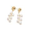 Natural Freshwater Baroque Pearl Pendant Earrings, Multi-strand Wheat-ear Design, Versatile and Minimalist Abstract Stud Earrings for Women