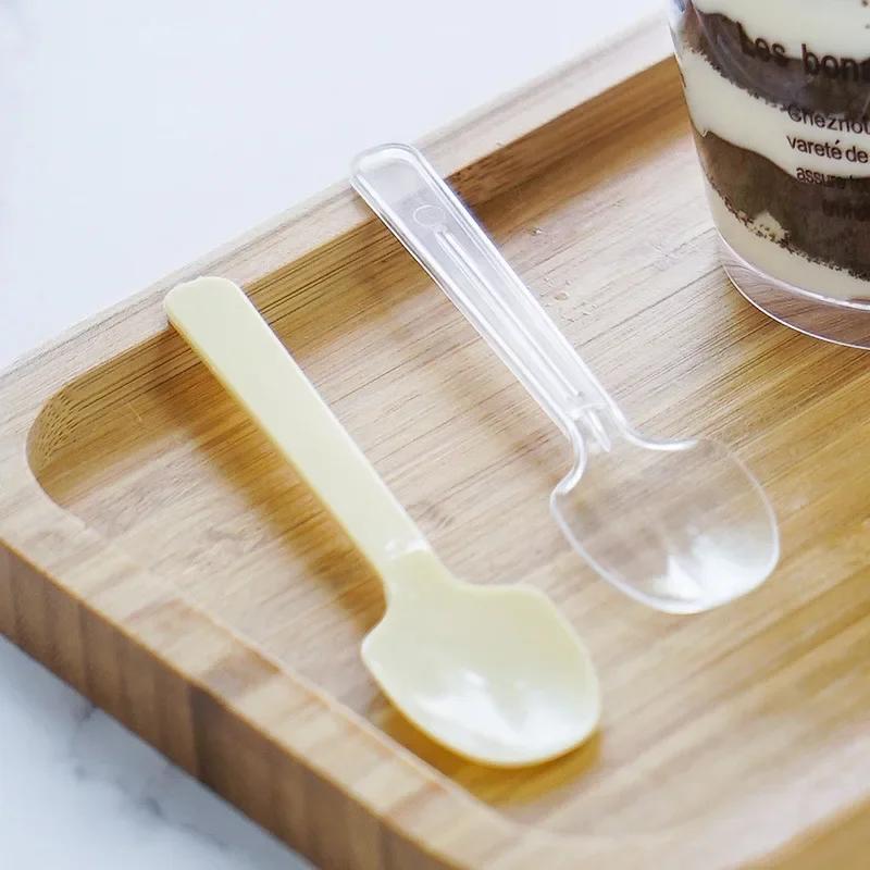 100 500 Pcs Disposable Mini Wooden Ice Cream Spoon Dessert Scoop Wedding Party Tableware Kitchen Accessories