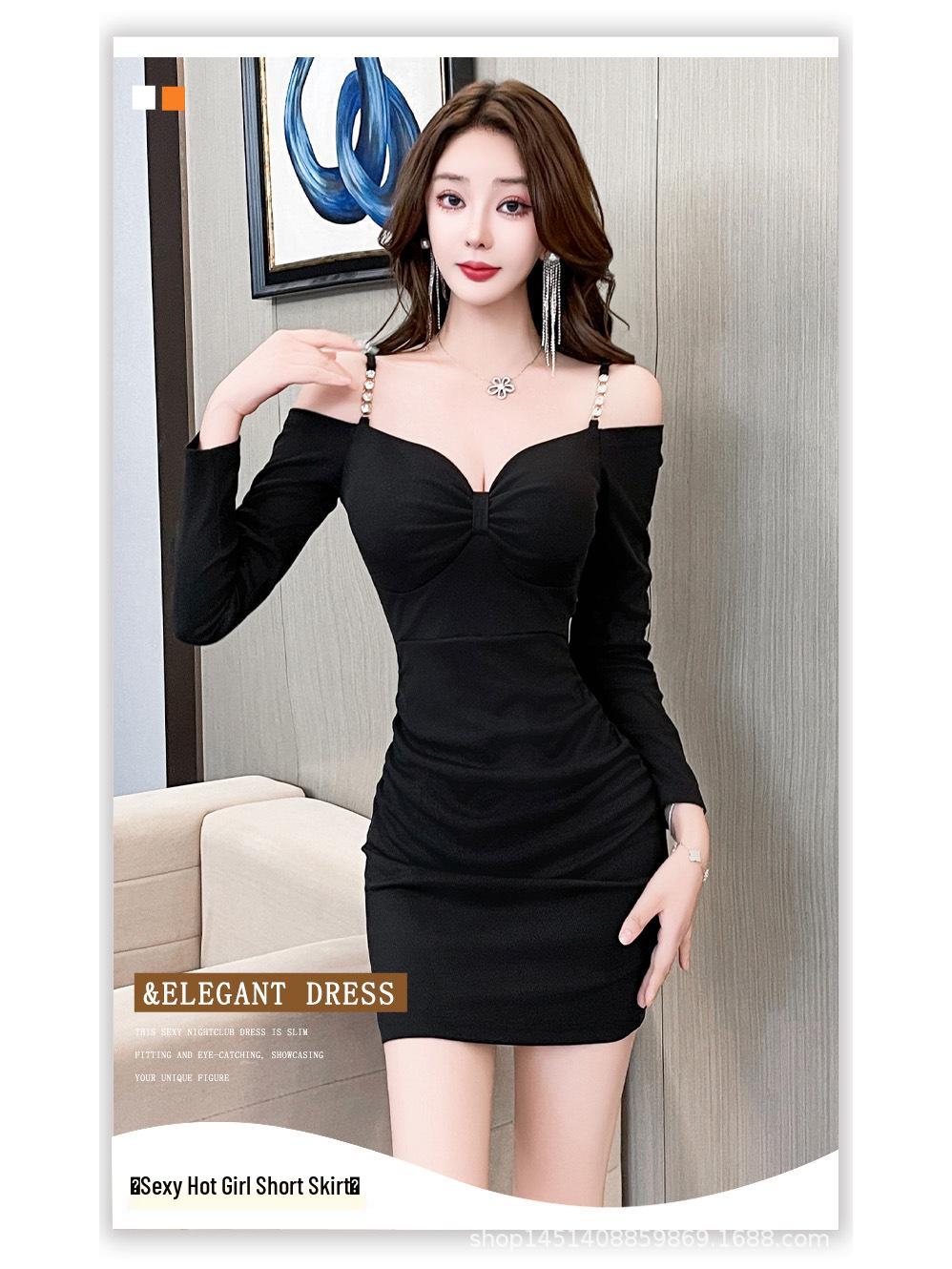 2025 Elegant Sexy One-Shoulder Ruched Dress for Women, Stylish Long-Sleeve Slimming Design S абрикосовый