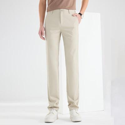 Men's Elastic Slim Fit Straight Leg Business Casual Pants