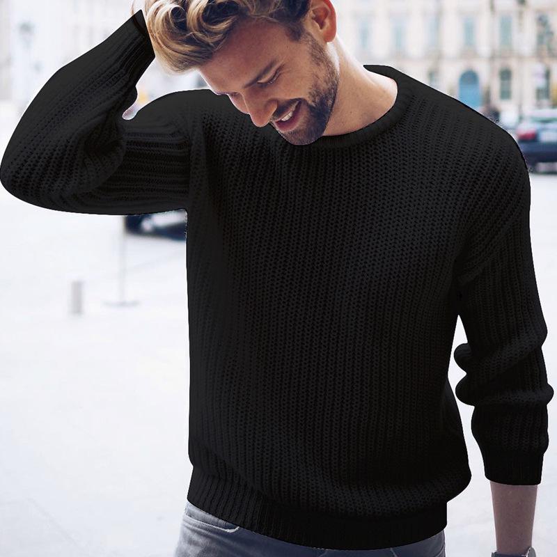 

Men s Sweater Pullover 2025 Solid Color Knitted Top XL чорний
