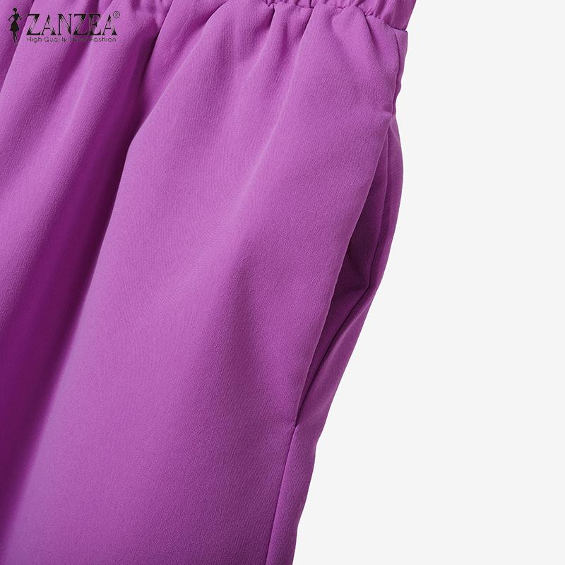 ZANZEA Women Long Sleeve Blouse and Pants Casual Two Piece Suit Sets