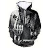 Men's Spring and Autumn Fashion Trendy Hoodie 3D Poker Printed Hoodie Retro High Street Hip Hop Casual Comfortable Sweatshirt
