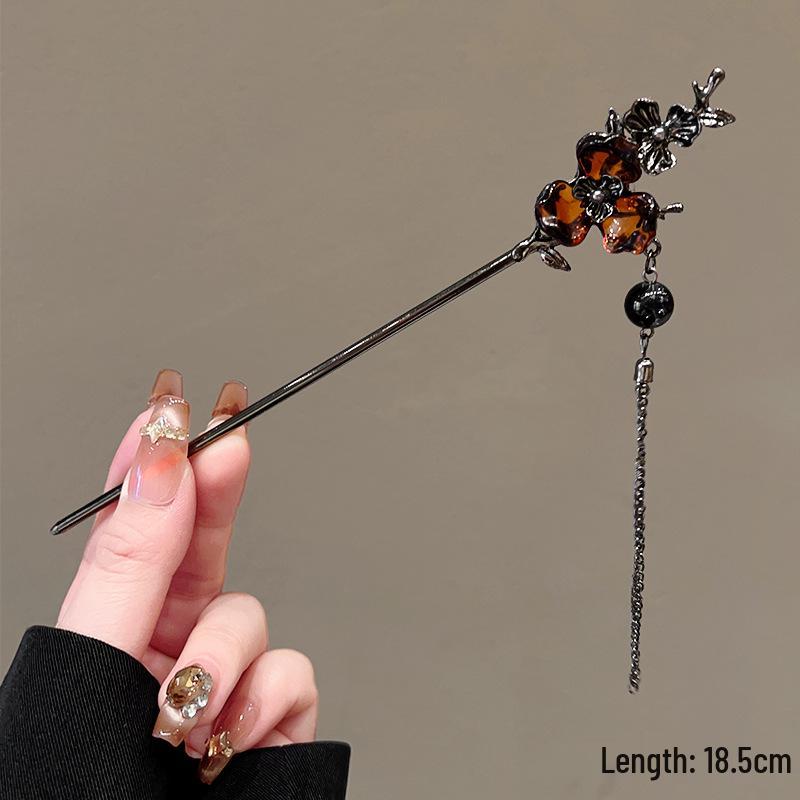 

Красная Луна Китайская Роза Кисточка Заколка для Волос для Высокой Прически - Стиль Ханфу