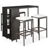 Garden Bar Furniture - Brown - 120 X 60 X 110 Cm - Woven Resin - Coated Steel - 4 People