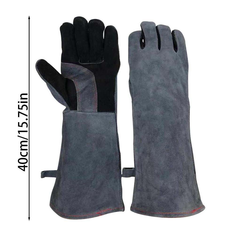 Extreme Fire And Heat Resistant Gloves Leather Gloves with Aluminum Foil Insulated Suitable for Barbecue Tig Welding Mig