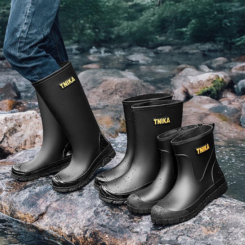 Men's rain boots extra high bead elastic rope rain shoes 39 extra high non-slip fishing wading boots long rubber shoes