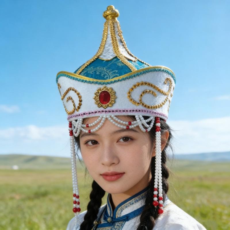Traditional Mongolian Hat Breathable Fabric Headwear For Stage Shows And Cultural Event Stage Performances Accessory