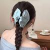 1Pc Gilt Satin Shell Golden Label Grab Clip Solid Color Fabric Large Shark Clip Premium Sense Commuter Hair Clip