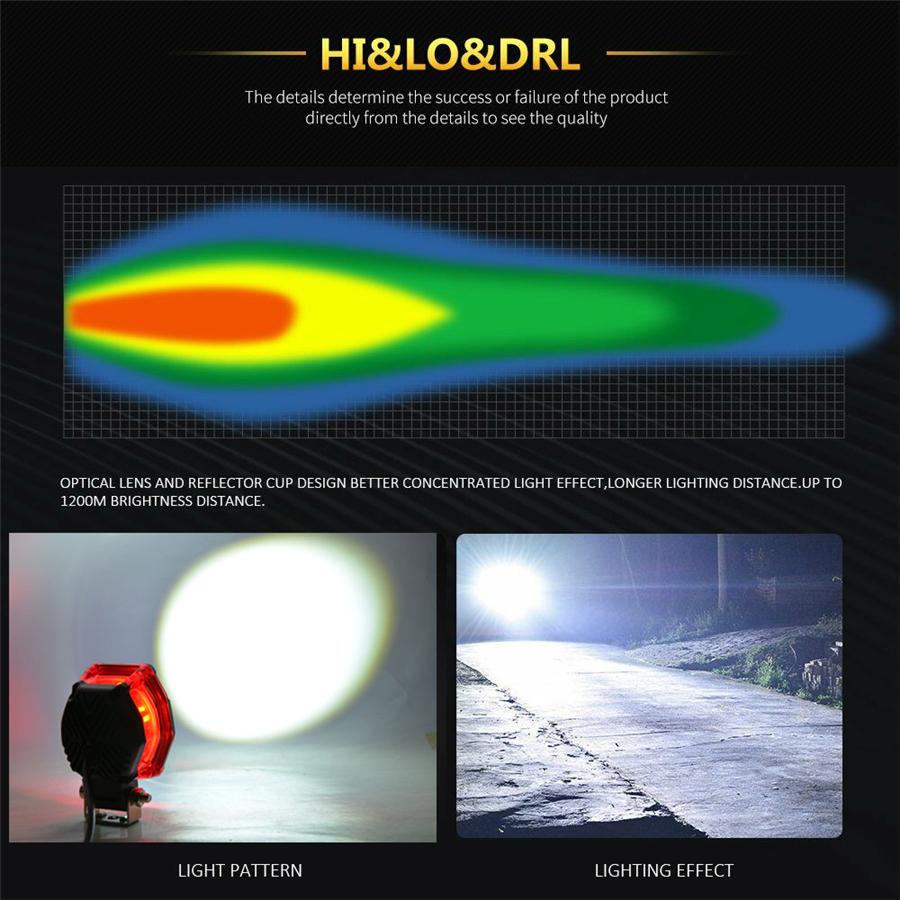 2X 2.75Inch 70W 5000LmLed Pods Work Light Lamp Spot Light With Angel Eye Offroad Suv Atv Jeep Motorcycle Drl High/Low Beam Flashing