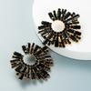 Elegant Alloy Sunflower Earrings With Colorful Rhinestones For Women Party Wedding Daily Wear