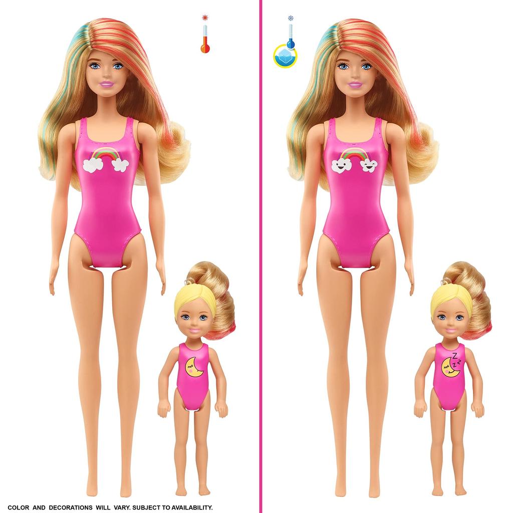 Barbie Color Reveal Vodou aktivovaná kouzelná párty panenka a sada doplňků Hračka s překvapením [Pro děti od 6 let] GRK14