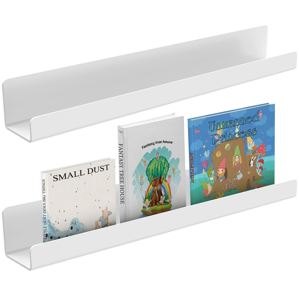 2 Pcs Magnetic Book Shelf for Whiteboard - 17 Inch, Reusable Metal Magnetic Bookshelf, Holds 8.8 Lbs, Magnetic Book Displays
