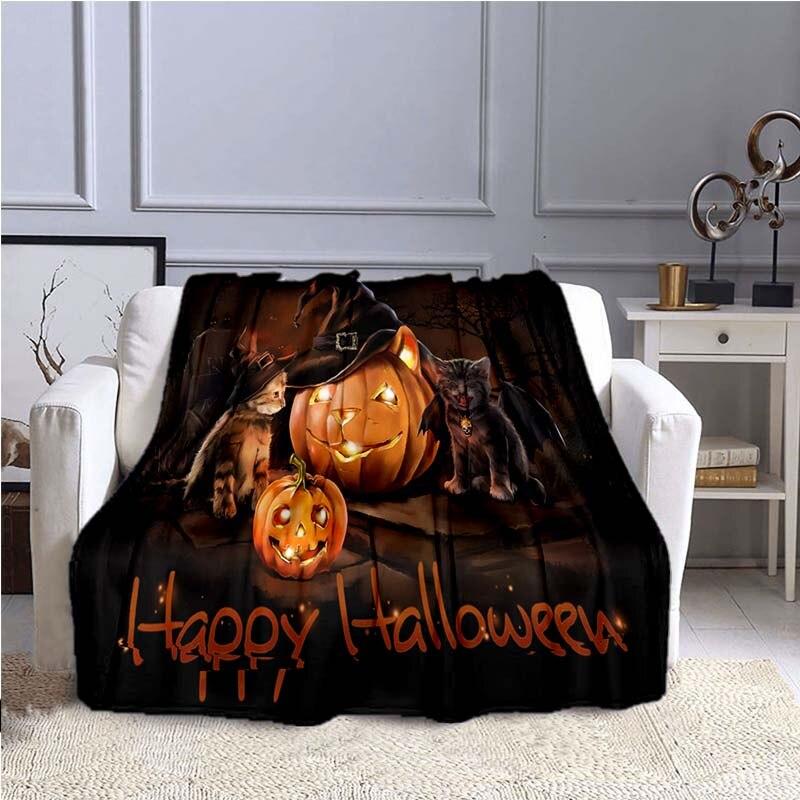 Halloween Horror Pumpkin Huanted House 3D Print Blanket Sofa Bed Blanket Super Soft Warm  Blanket Cover Fleece Throw Blanket