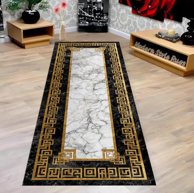 

Black and Gold Marble Runner Rug Modern Hallway Decor Marble Tile Design Kitchen Hallway and Dining Room Floors Home Decoration 40X120CM