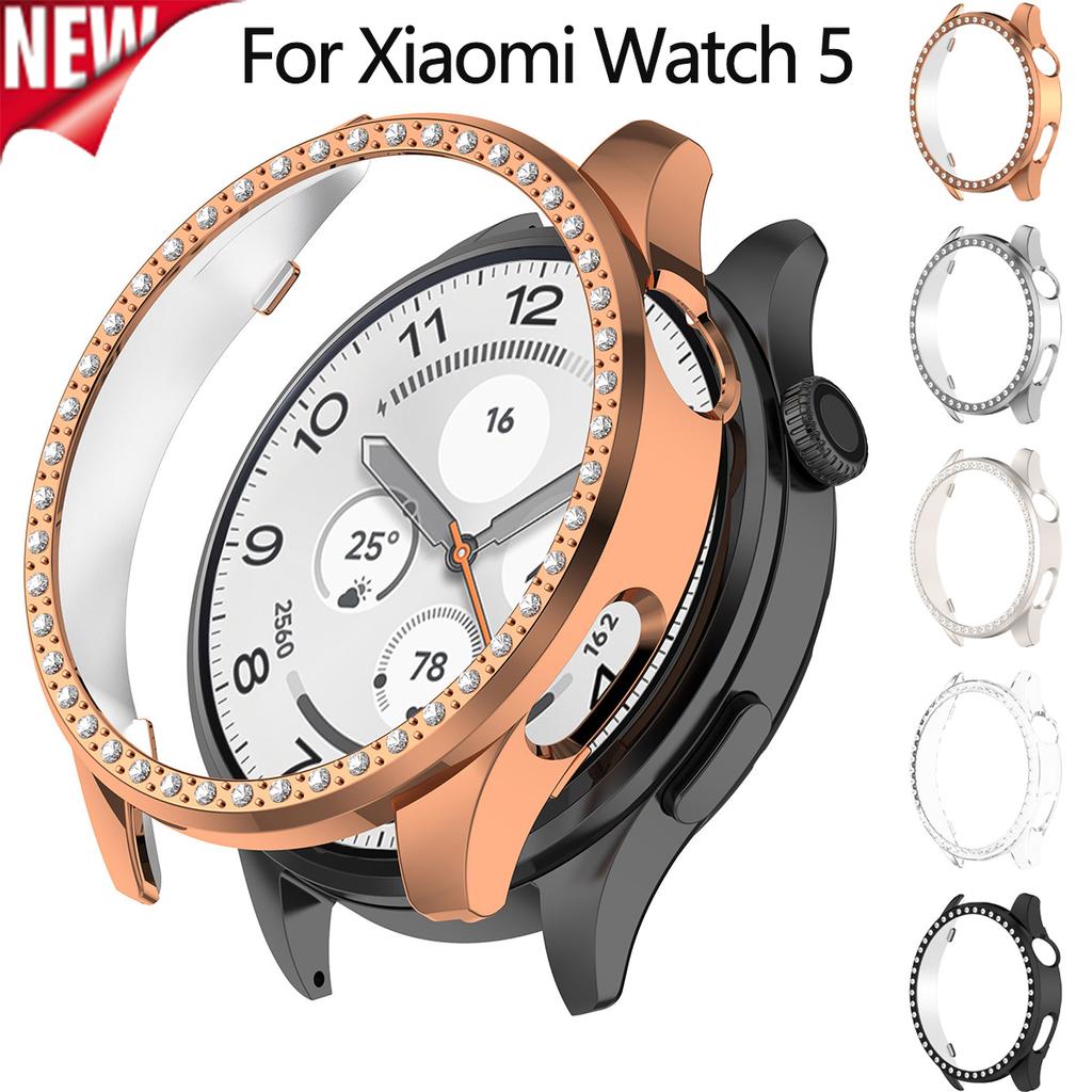 Diamant Hülle für Xiaomi Watch 5 Bling Damen Abdeckung Anti-Drop Stoßfänger für Miband 5 Smartwatch Ersatz Schutzschale