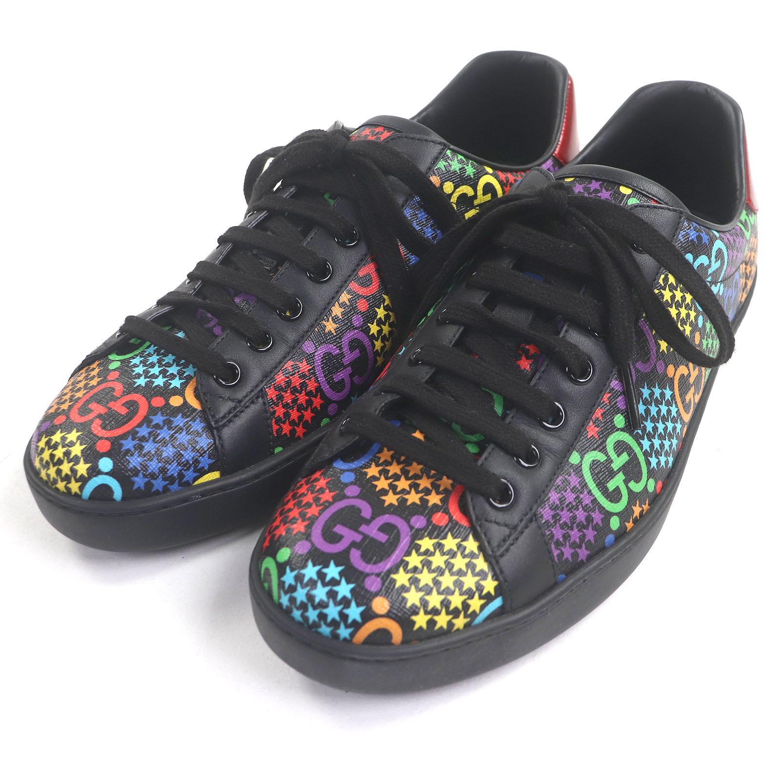 

Excellent GUCCI sneakers GG logo star all-over print low cut Black multicolor Used