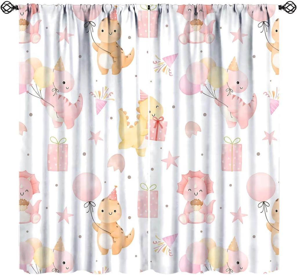 Kids Safari Animals Curtains Tropical Jungle Adventure African Lion Elephant Monkey Print Window Drapes Baby Curtain Polyester