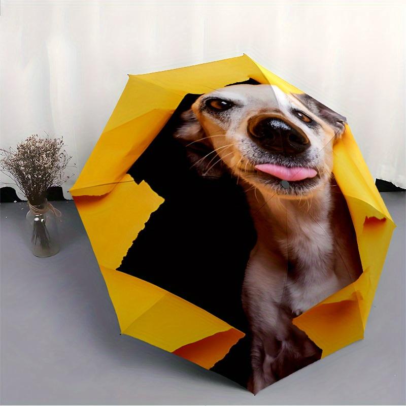 1pc Puppy Playful Automatic Open/Close Umbrella - Compact Travel Umbrella, 8-Rib Heavy-Duty Construction, Ideal Gift, Outdoor Accessory010