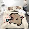 Cute Cartoon Capybara Duvet Pillowcase Bedding Set Adult Boy Girl Bedroom Decoration Children Gift Single Double Large Size