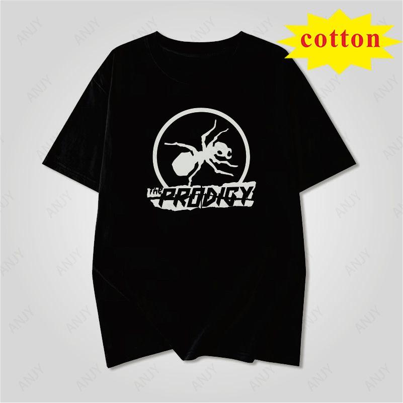 Retro Punk Band Short Sleeved Girl The Prodigy Circle Ant Black And White Printed Loose Round Neck Short Sleeved Tshirt