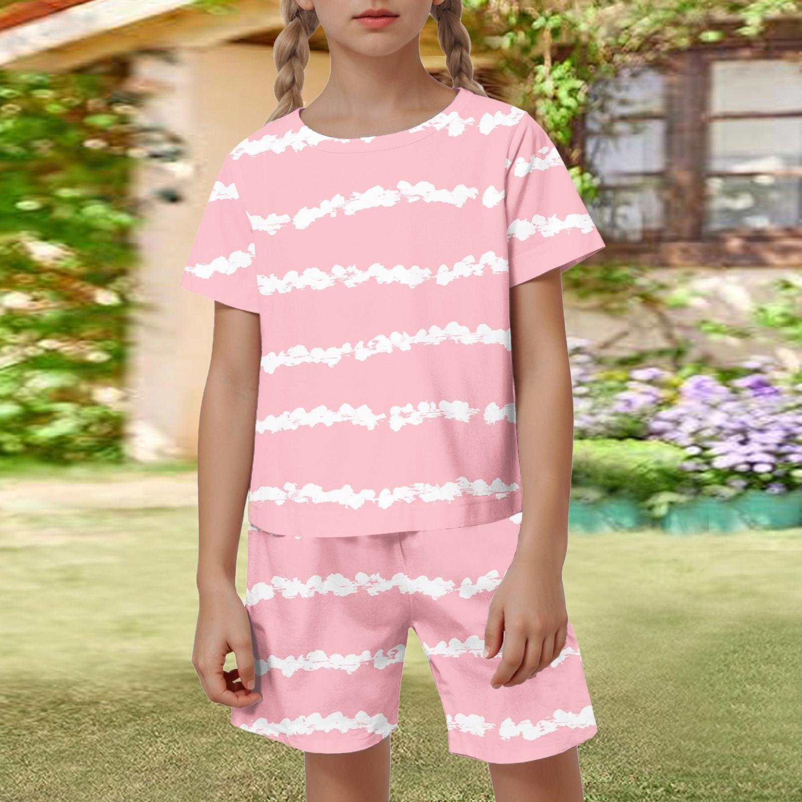 

Детский патриотический наряд - комплект из 2 предметов: короткий рукав и шорты для мальчика и девочки 120 розовый