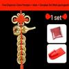 Hand-Woven Brass Five Emperors Coin Pendant with Small Gourd and Chinese Knot for Home Decoration
