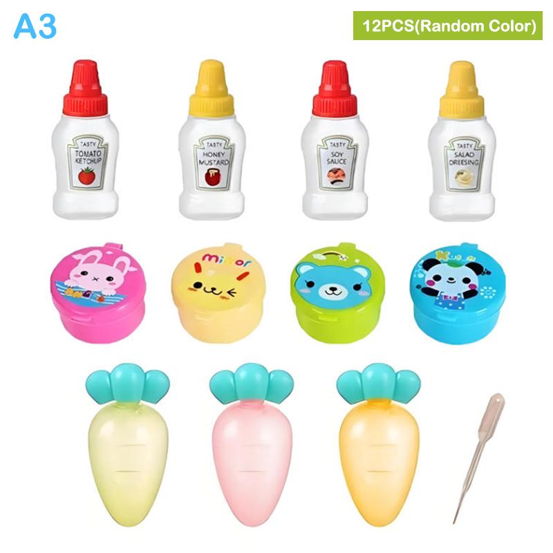 12-46pcs Bento Box Accessory Set Cute Mini Fruit Forks Set Portable Tomato Sauce Dispenser Set Outdoor Tableware