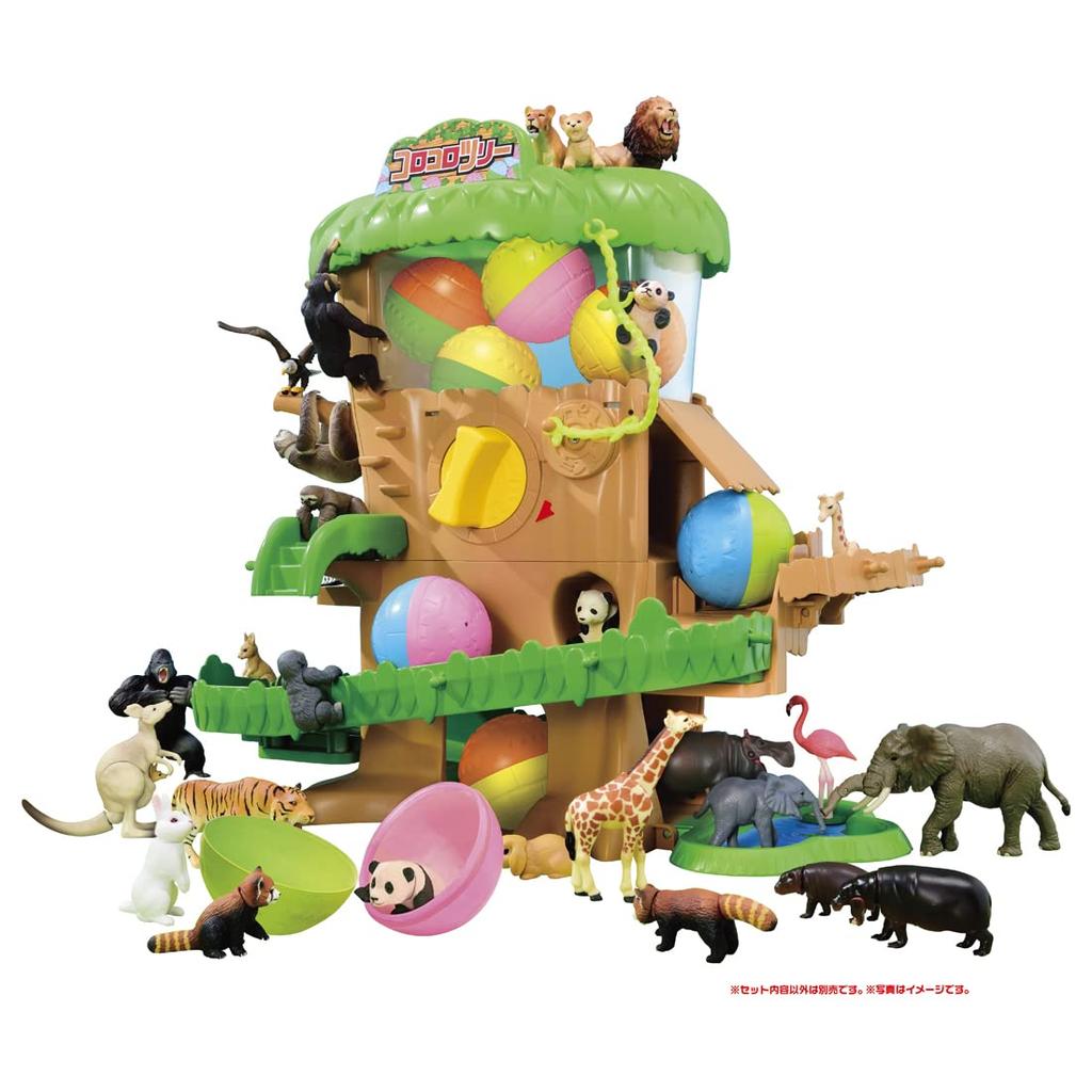 Takara Tomy "Ania Animal Gathering! Gachatto Rolling Tree" Realistic Moving Animal and Dinosaur Figure Toy, Meets Toy Safety Standards