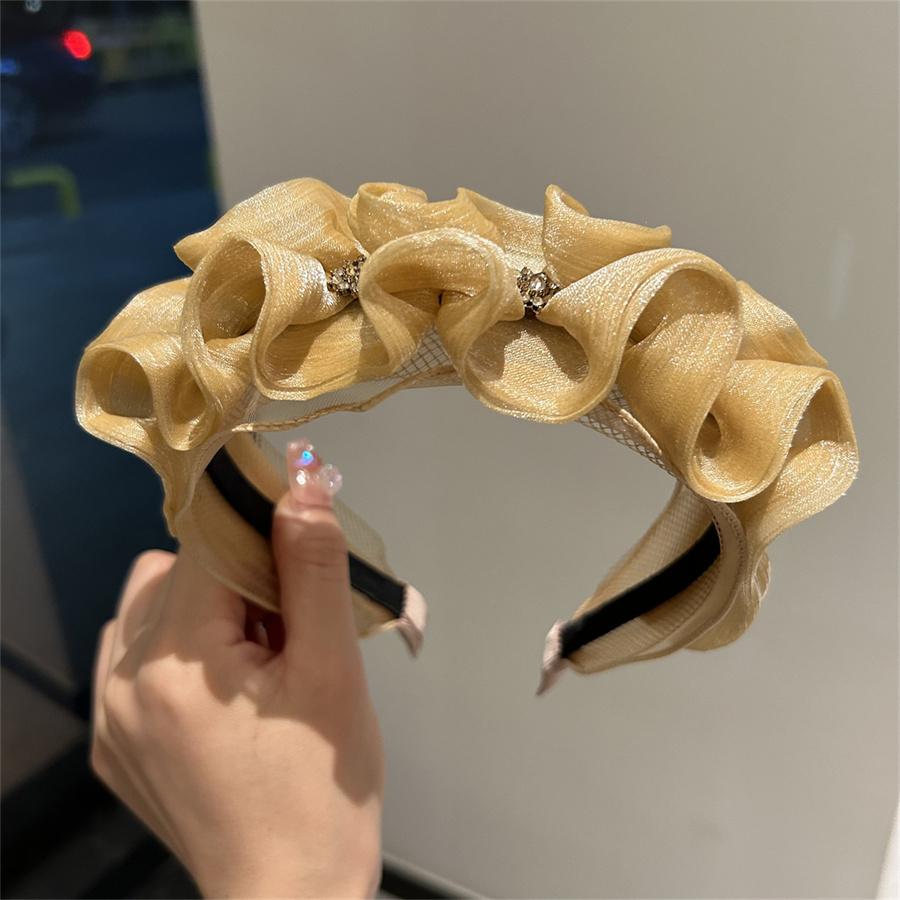 

Корейский стиль, роскошная повязка на голову премиум-класса, модная ретро-повязка из хрустальной сетки, пучок волос, женский черный аксессуар для волос с оборками, подарок