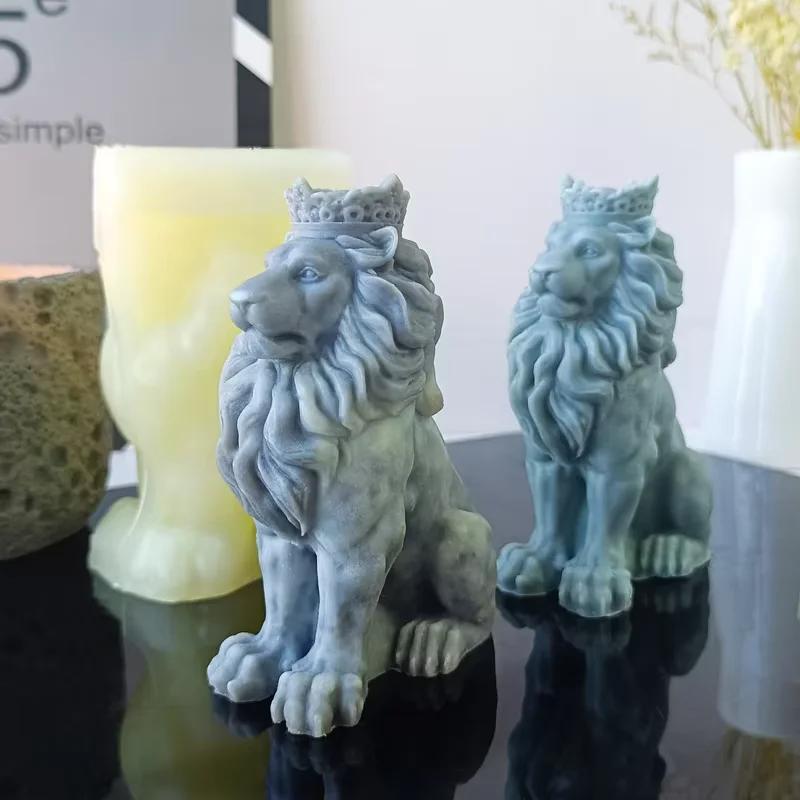 3D Lion Silicone Candle Mold DIY Animal Plaster Ornaments Crafts Mold Aromatherapy Candle Handmade Soap Resin Mould Home Decor
