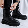 men fashion platform boots lace-up natural leather shoes party nightclub dress high motorcycle boot handsome spring autumn botas