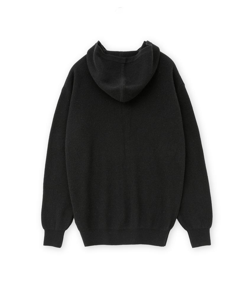 Brownyard Cashmere Hooded Half Zip, Black