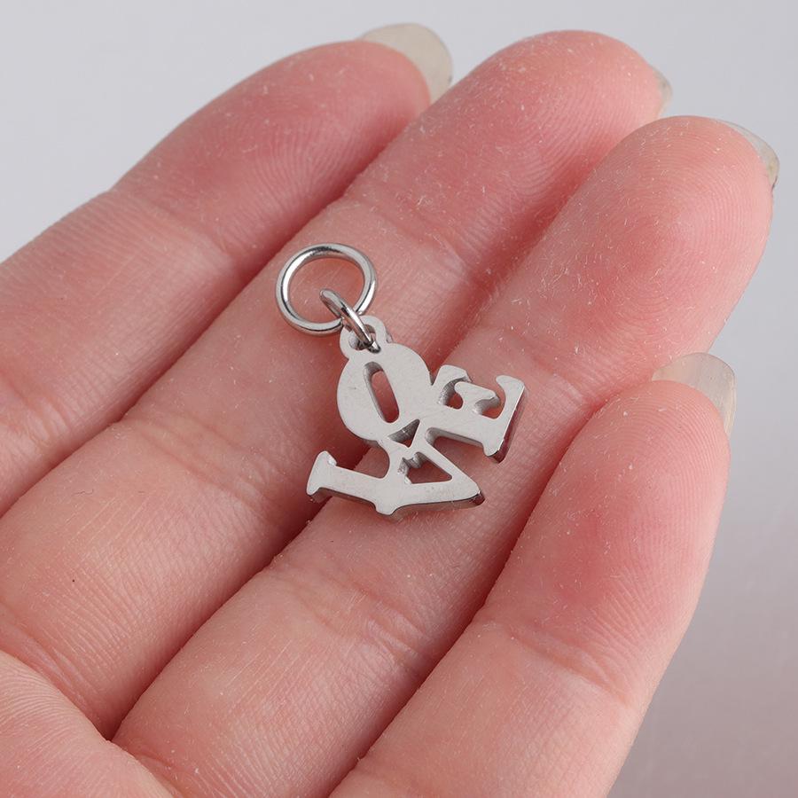 16x19mm Love Hollow English Pendant with 0.8x5mm Hanging Ring - Stainless Steel Jewelry Accessory