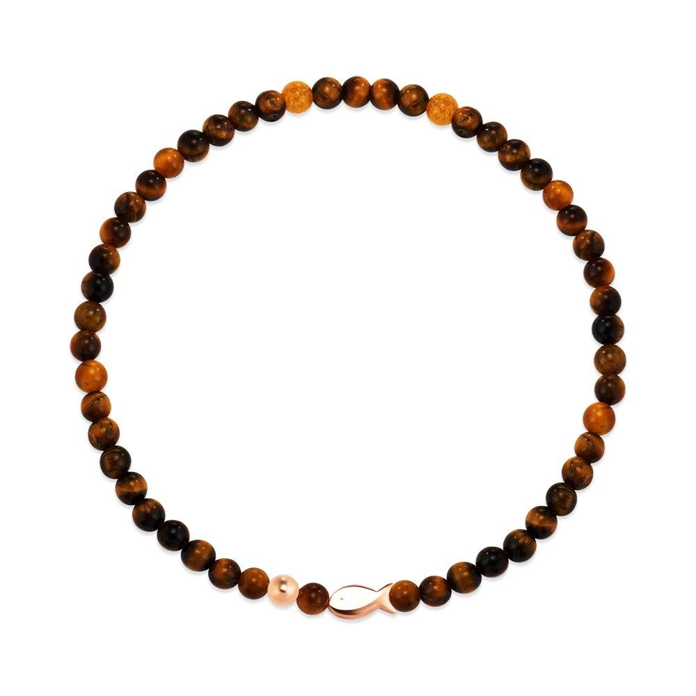 [Bnbgold] 14K/18K Lucky Fish Gold Ball Tiger Eye Wish Bracelet Chb41110